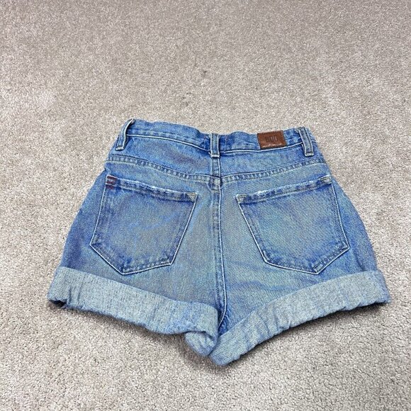 BDG Urban Outfitters Mom High Rise Shorts Blue Denim Cuffed Pockets Size 24 - Picture 7 of 10